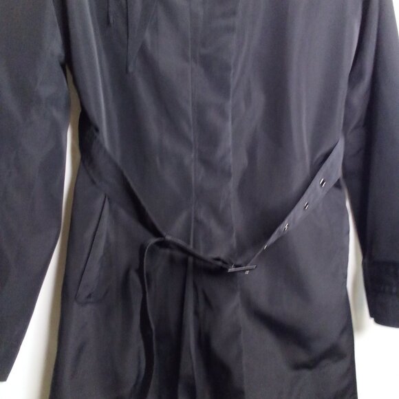 The Limited Jacket Trench Coat Women M Ruffle Belt Pockets Hidden Buttons Black - Picture 6 of 15